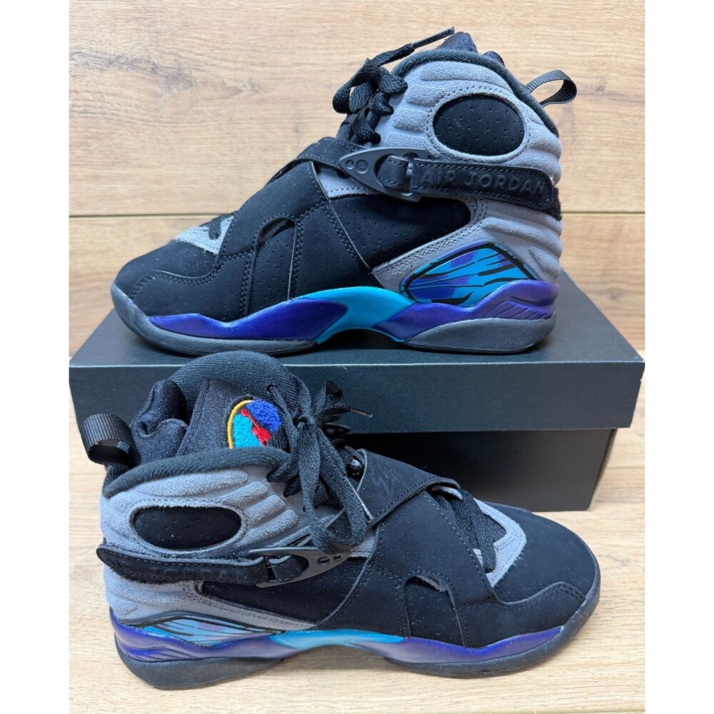 Nike Air Jordan 8 Retro GS Aqua Black 305368-006 Size 5Y / Women's Size 6.5